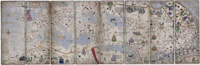 Montage of 8 Pages from the Catalan Atlas by Cresques; the Then Known World by Abraham Cresques